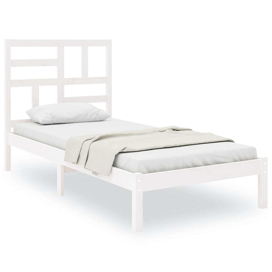 Bed Frame without Mattress White Solid Wood 100x200 cm