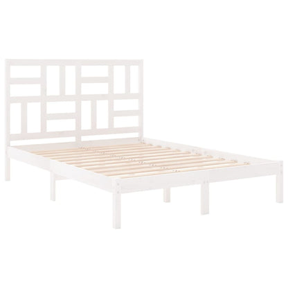 Bed Frame | White | Solid pine wood, plywood slats | Double | Sturdy