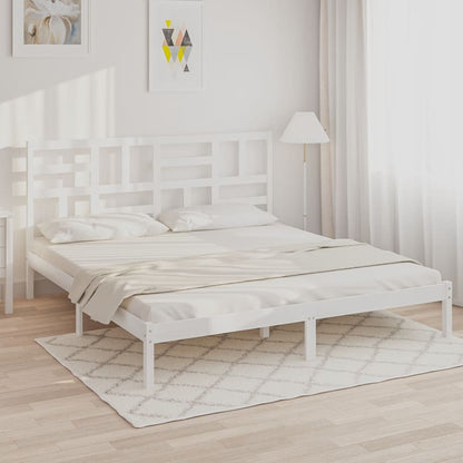 Bed Frame | White | Solid Pine Wood | Double | Bed Frame | Rectangular