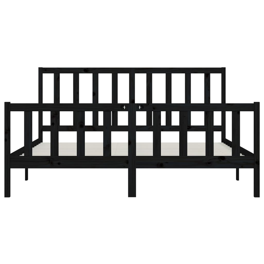 Bed Frame | Black | Solid pine wood | 200x200 cm | Durable | Bed Frame