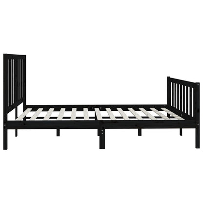 Bed Frame | Black | Solid pine wood | 200x200 cm | Durable | Bed Frame
