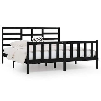 Bed Frame | Black | Solid pine wood for frame, plywood for slats