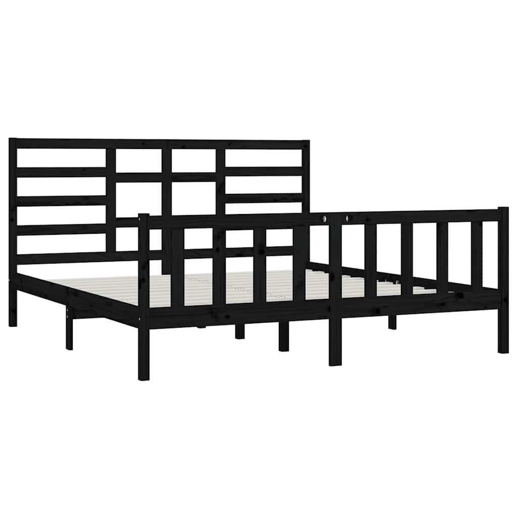 Bed Frame | Black | Solid pine wood for frame, plywood for slats