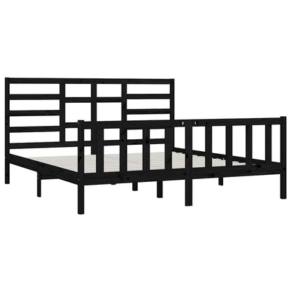 Bed Frame | Black | Solid pine wood for frame, plywood for slats