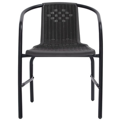 Garden Chair Set of 4 Black Plastic rattan Standard Stackable