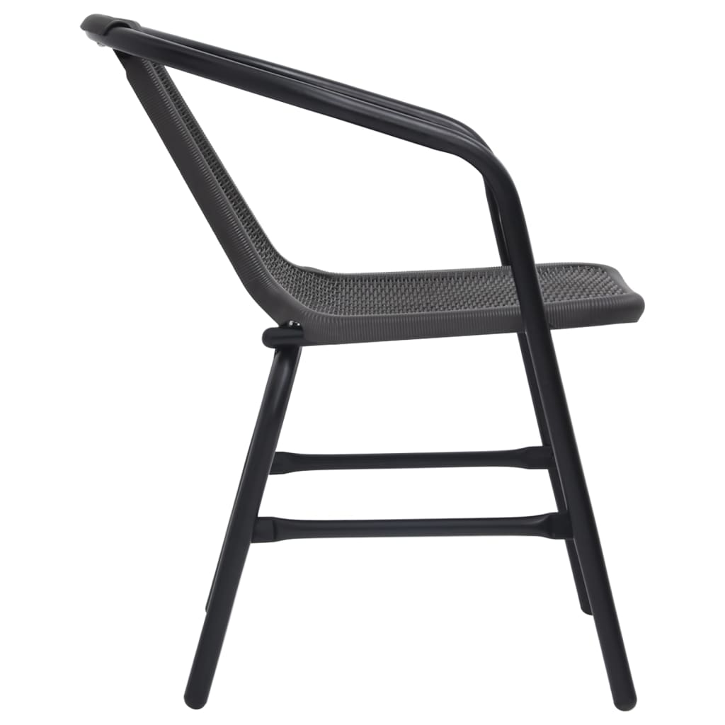 Garden Chair Set of 4 Black Plastic rattan Standard Stackable