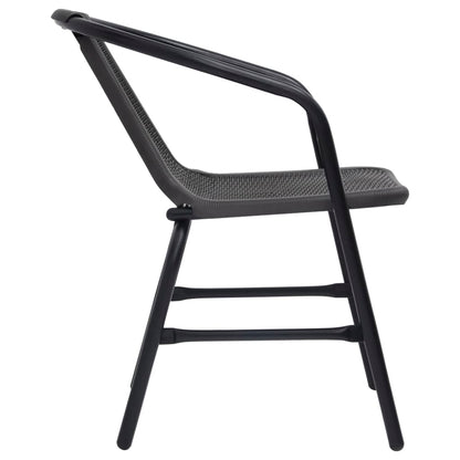 Garden Chair Set of 4 Black Plastic rattan Standard Stackable