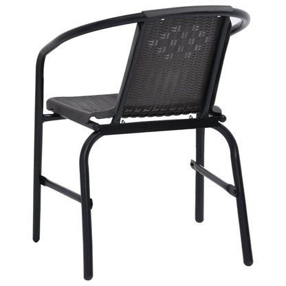 Garden Chair Set of 4 Black Plastic rattan Standard Stackable