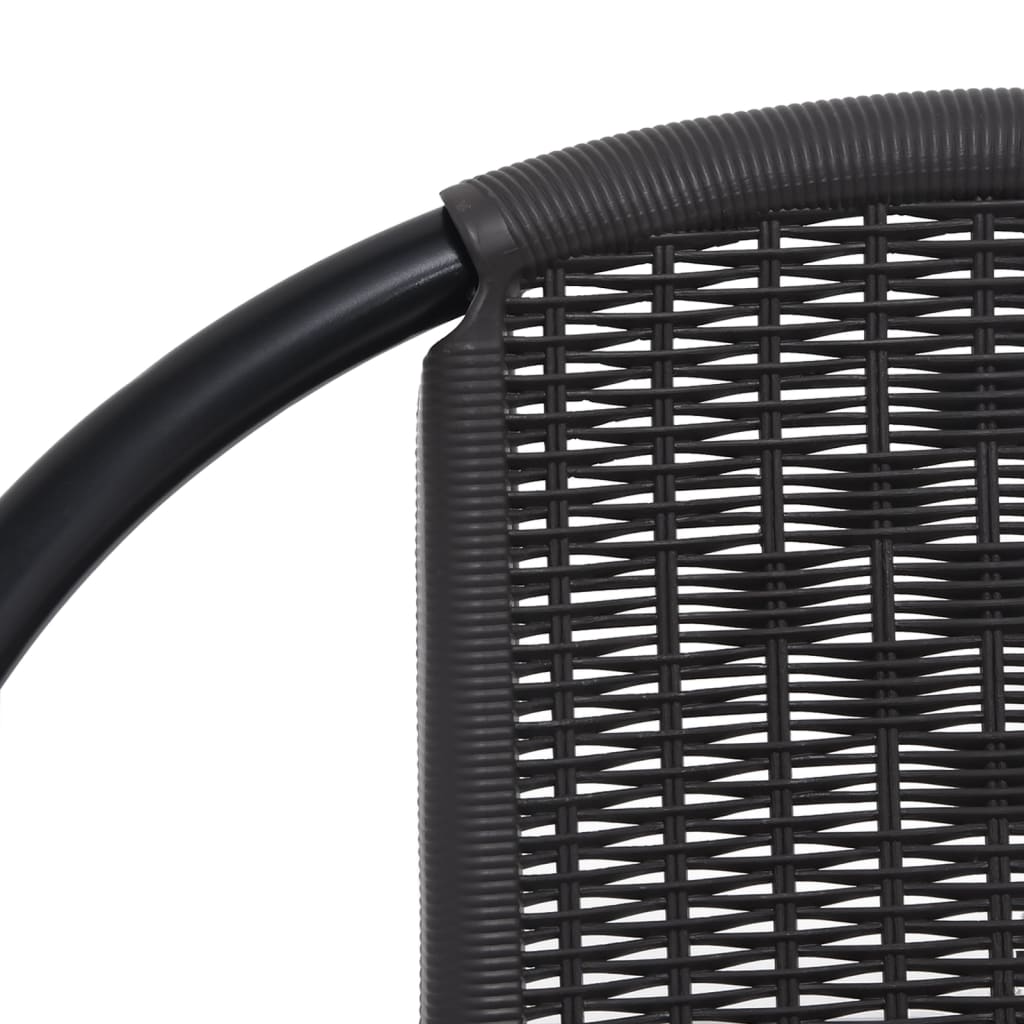 Garden Chair Set of 4 Black Plastic rattan Standard Stackable