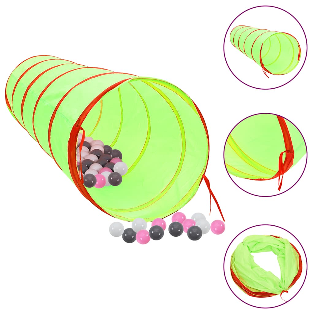Children Play Tunnel with 250 Balls Green 175 cm Polyester