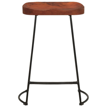 Bar Stool Set of 2 Natural Mango Wood Solid Mango Wood Standard