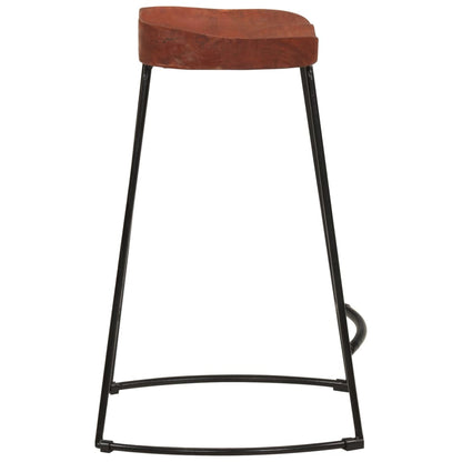 Bar Stool Set of 2 Natural Mango Wood Solid Mango Wood Standard