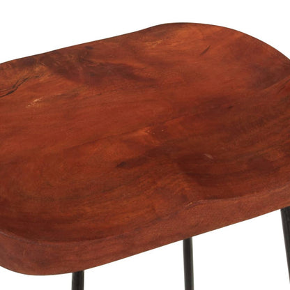 Bar Stool Set of 2 Natural Mango Wood Solid Mango Wood Standard