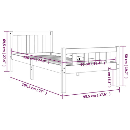 Bed Frame without Mattress Solid Wood Single