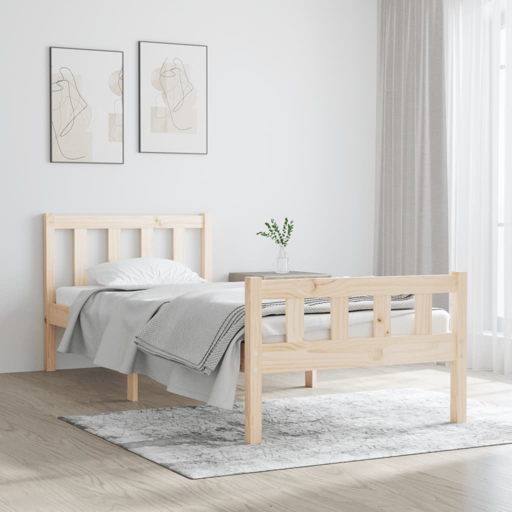 Bed Frame without Mattress Solid Wood Single