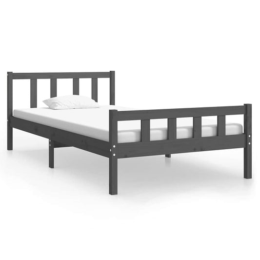 Bed Frame without Mattress Grey Solid Wood 100x200 cm