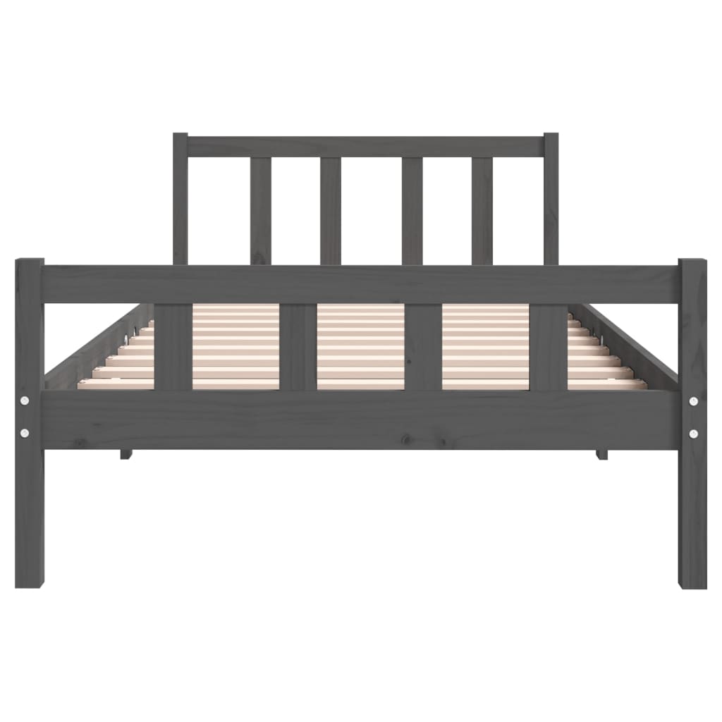 Bed Frame | Grey | Solid pine wood, Plywood slats | Single | Durable
