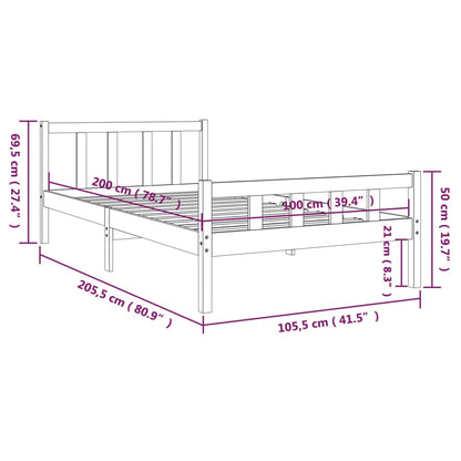 Bed Frame | Grey | Solid pine wood, Plywood slats | Single | Durable