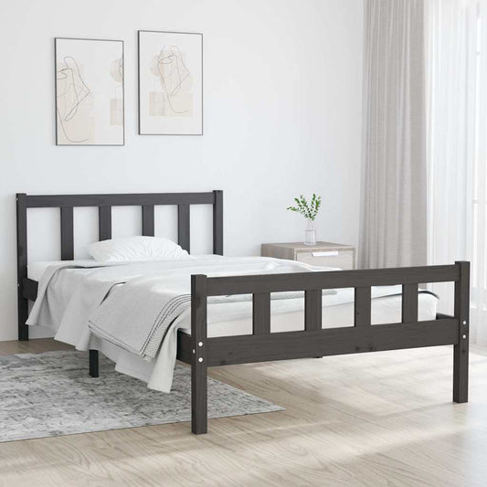 Bed Frame without Mattress Grey Solid Wood 100x200 cm