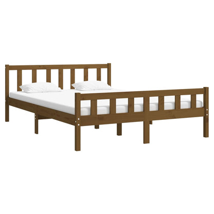 Bed Frame | Honey Brown | Solid Pinewood with Plywood Slats | Double