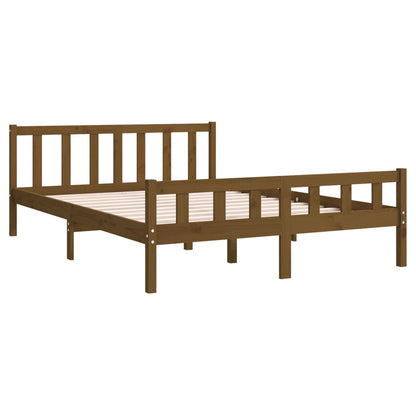 Bed Frame | Honey Brown | Solid Pinewood with Plywood Slats | Double