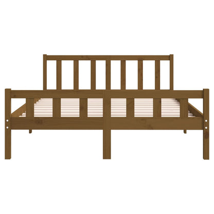 Bed Frame | Honey Brown | Solid Pinewood with Plywood Slats | Double