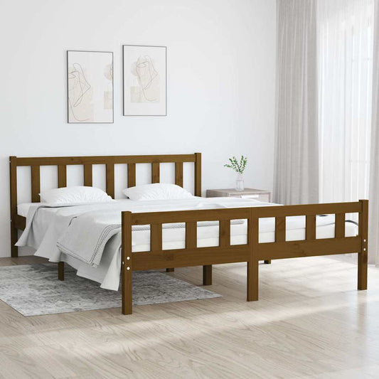 Bed Frame without Mattress Honey Brown Solid Wood 120x200 cm