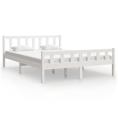 Bed Frame | White | Solid Pine Wood | King Size |  Durable | Bed Frame