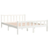 Bed Frame without Mattress White Solid Wood King Size