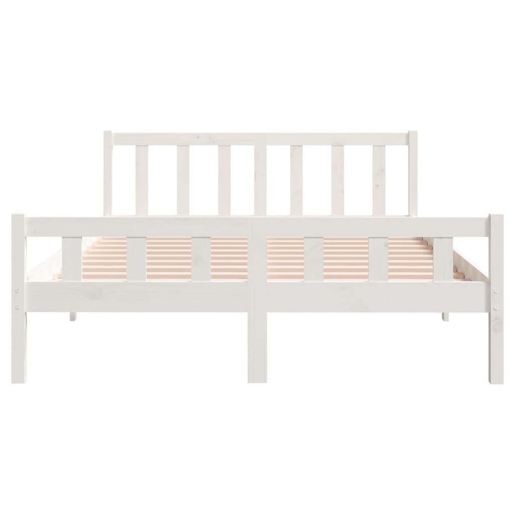 Bed Frame | White | Solid Pine Wood | King Size |  Durable | Bed Frame