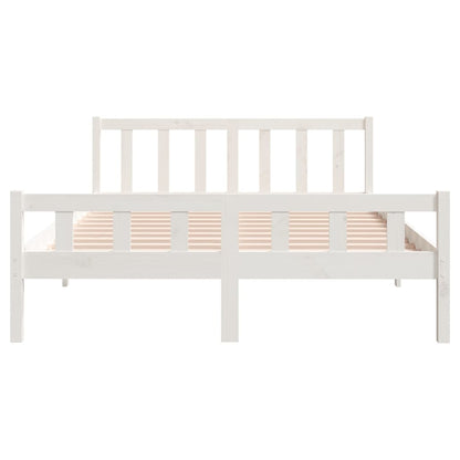 Bed Frame | White | Solid Pine Wood | King Size |  Durable | Bed Frame