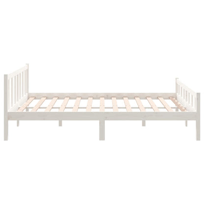 Bed Frame | White | Solid Pine Wood | King Size |  Durable | Bed Frame
