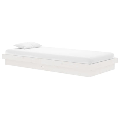 819893 vidaXL Bed Frame without Mattress White Solid Wood 90x200 cm
