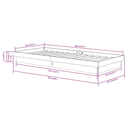 819893 vidaXL Bed Frame without Mattress White Solid Wood 90x200 cm