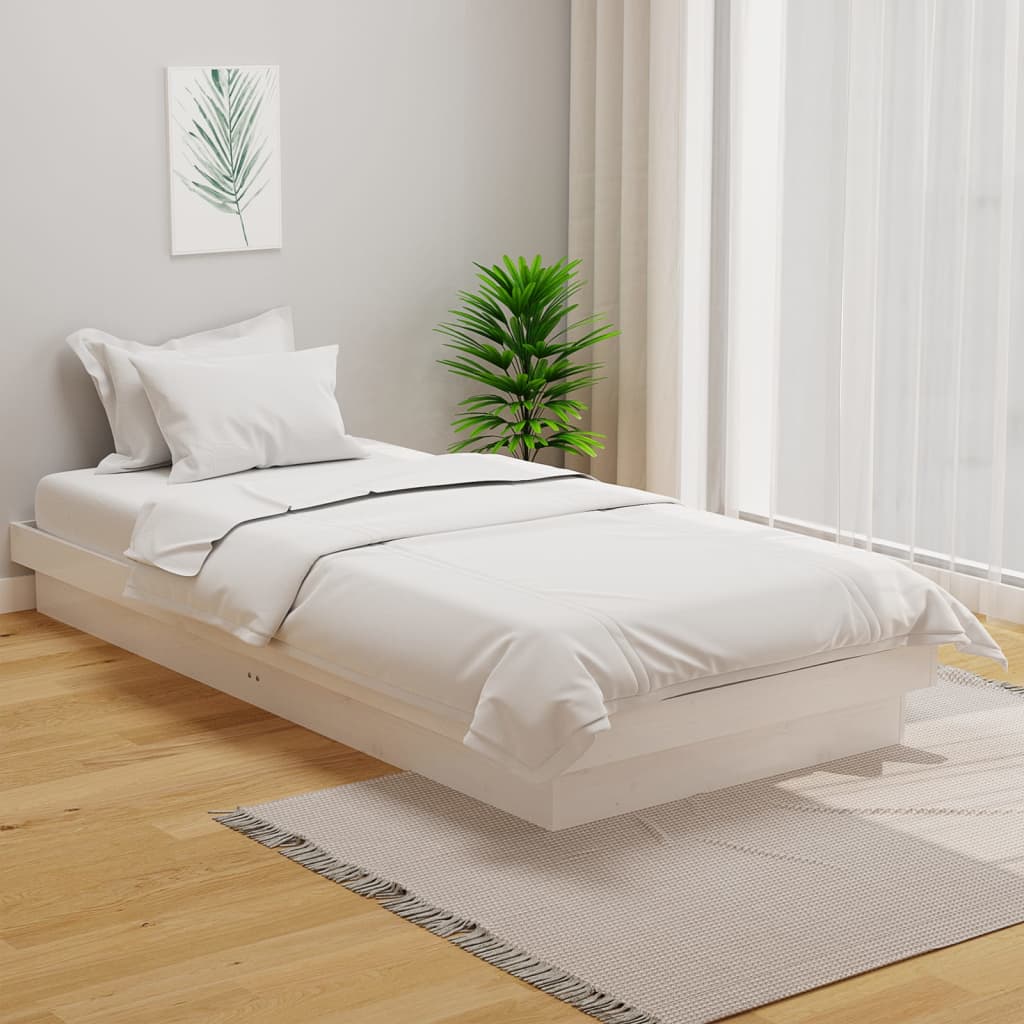 819893 vidaXL Bed Frame without Mattress White Solid Wood 90x200 cm