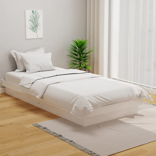 819893 vidaXL Bed Frame without Mattress White Solid Wood 90x200 cm
