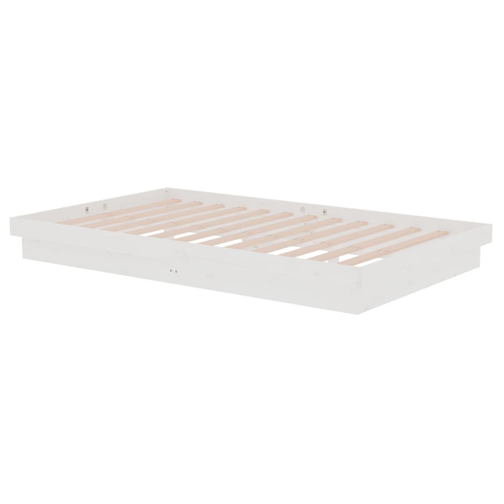 819903 vidaXL Bed Frame without Mattress White Solid Wood 120x200 cm