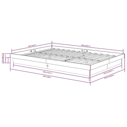 819903 vidaXL Bed Frame without Mattress White Solid Wood 120x200 cm