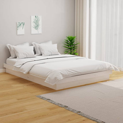 819908 vidaXL Bed Frame without Mattress White Solid Wood 140x200 cm