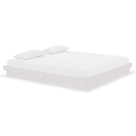 Bed Frame without Mattress White Solid Wood Super King