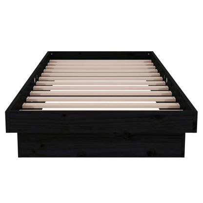 Bed Frame without Mattress Black Solid Wood Small Single