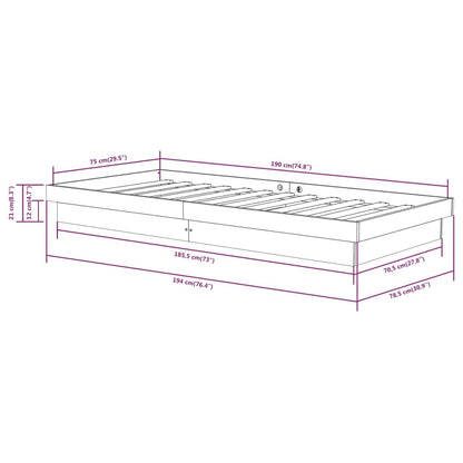 Bed Frame without Mattress Black Solid Wood Small Single