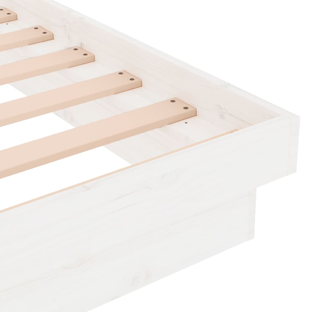 Bed Frame without Mattress White Solid Wood 140x190 cm