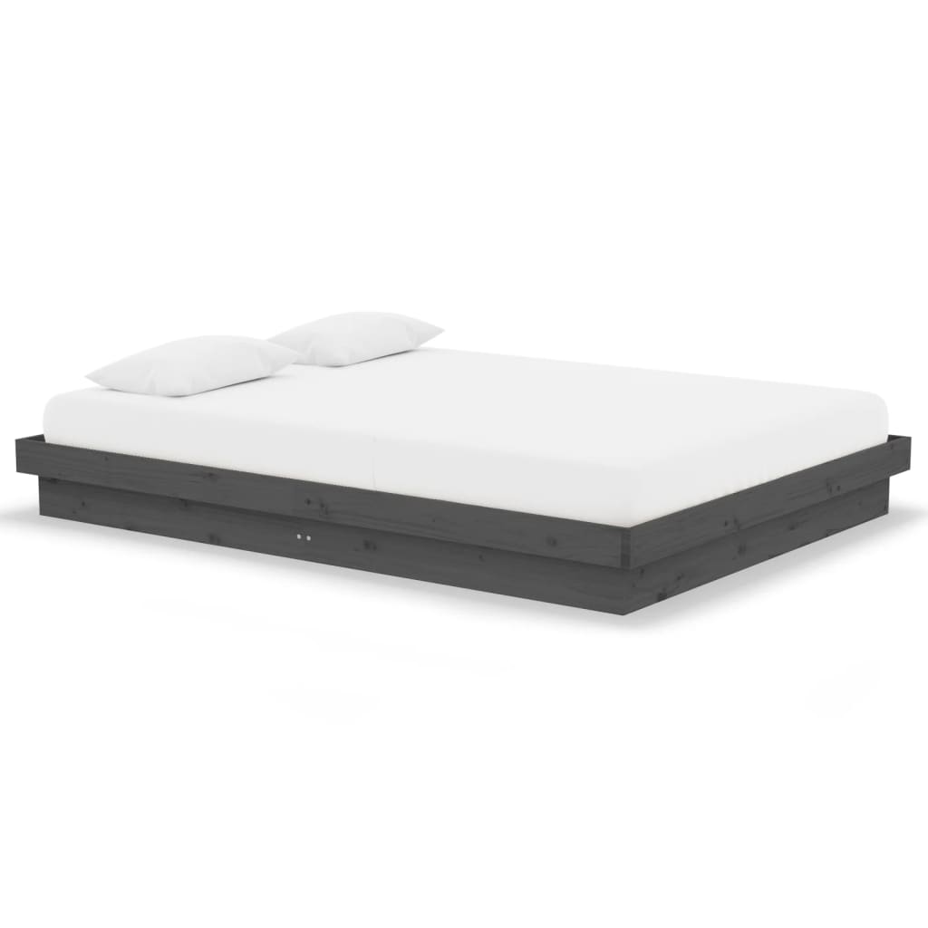Bed Frame without Mattress Grey Solid Wood 140x190 cm