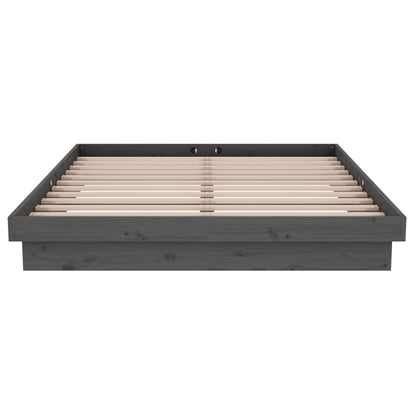 Bed Frame without Mattress Grey Solid Wood 140x190 cm
