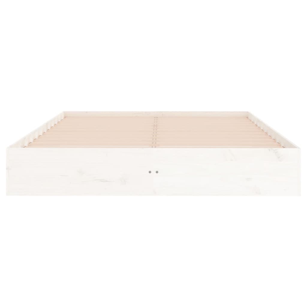 Bed Frame | White | Solid pine wood, Plywood | 200 x 200 cm | Durable