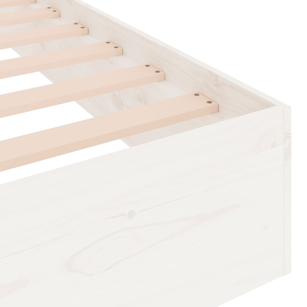 Bed Frame | White | Solid pine wood, Plywood | 200 x 200 cm | Durable