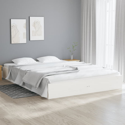 Bed Frame | White | Solid pine wood, plywood | Queen |  Durable