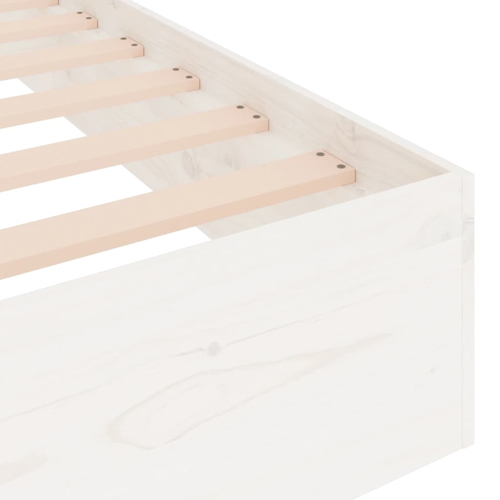 Bed Frame | White | Solid Pine Wood, Plywood | Double | Durable