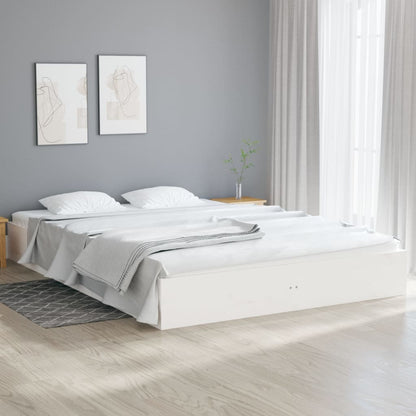 Bed Frame | White | Solid Pine Wood, Plywood | Double | Durable